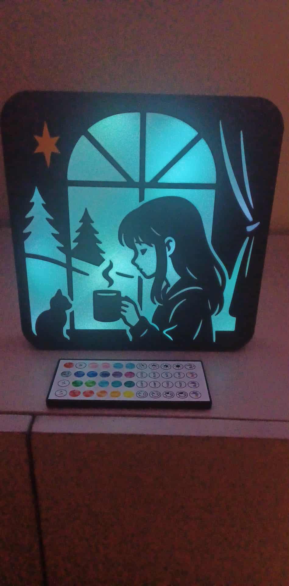 Coffee Girl LED light box – custom 3D printed – Lit Layer Creations